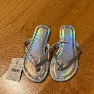 Jcrew | Kids Silver Metalic Flip Flops